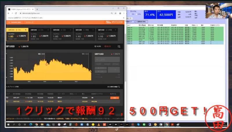 ドリームモニタートレード画面