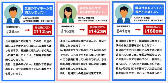 働かない稼ぎ方の参加者の声