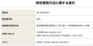 ハイパーエクイティ(HE)　特商法　不備