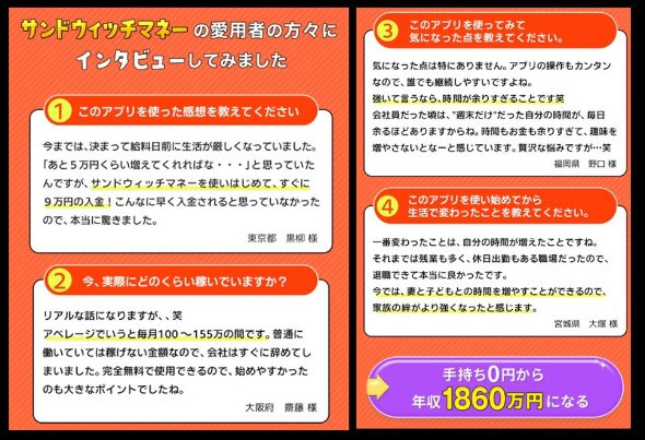 サンドウィッチマネーの口コミと評判について